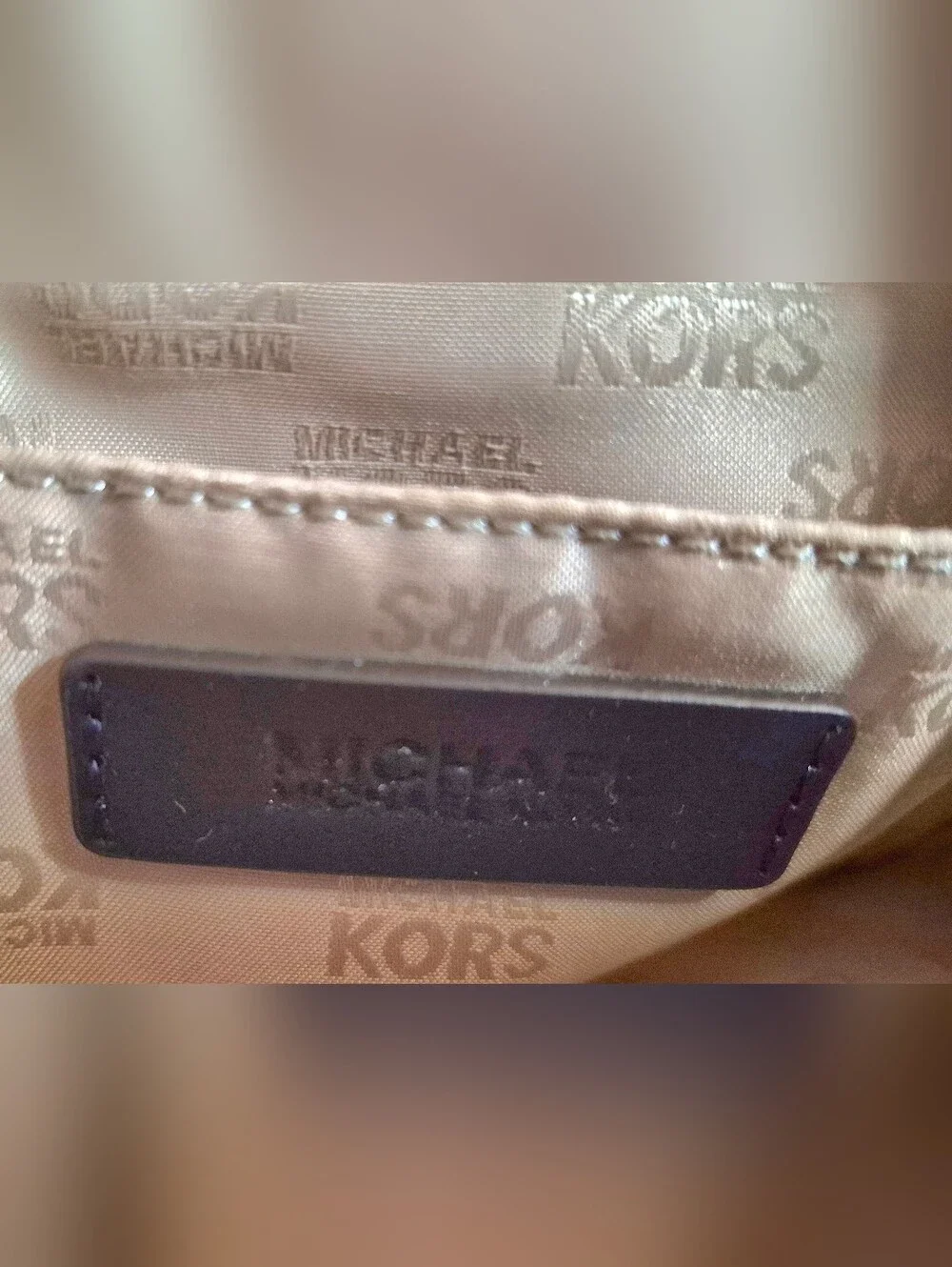 Michael Kors Jet Set MK Signature Tote In Navy Blue.